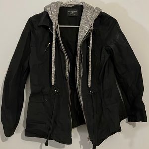 Small black jacket layered with grey